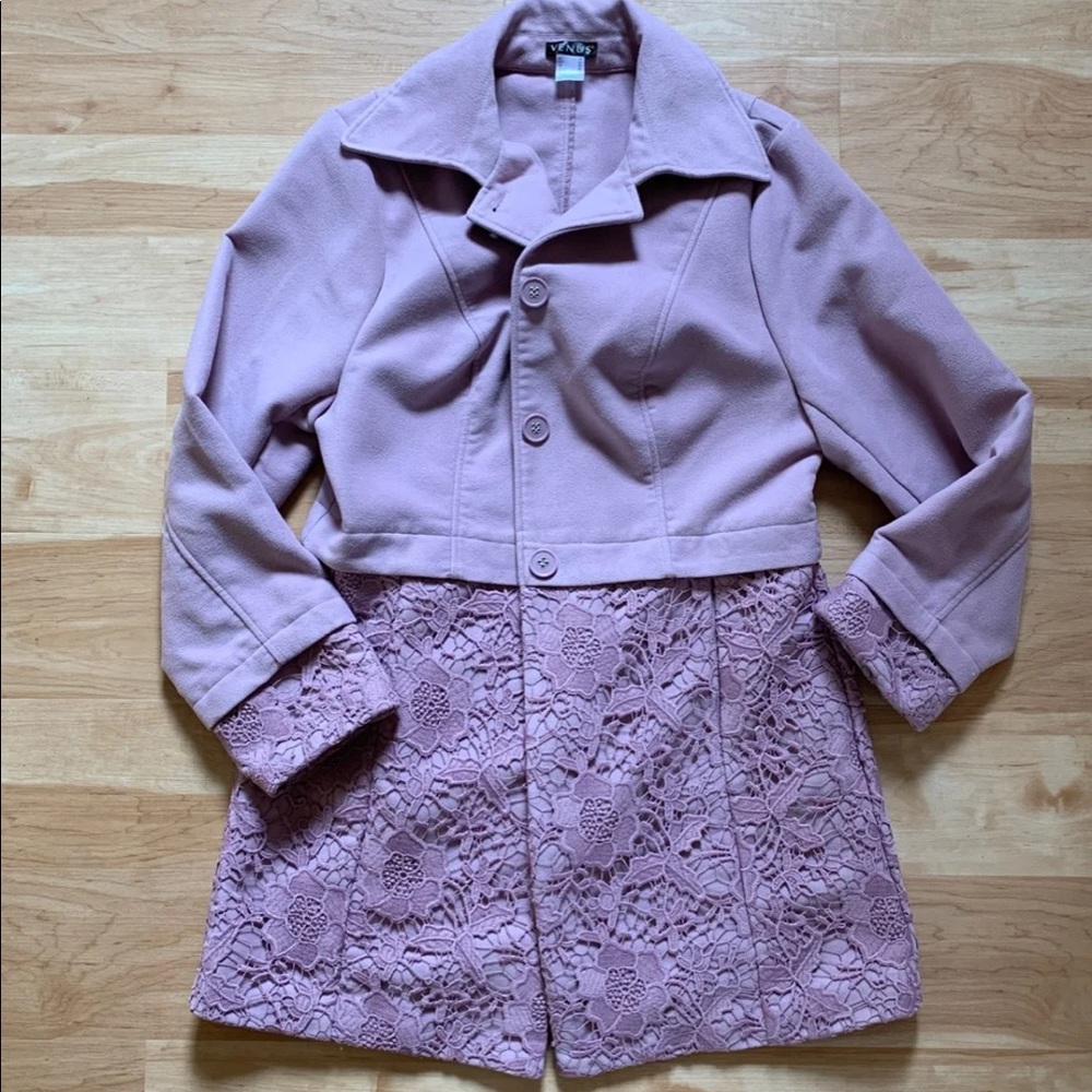 Venus lavender coat with lace detail